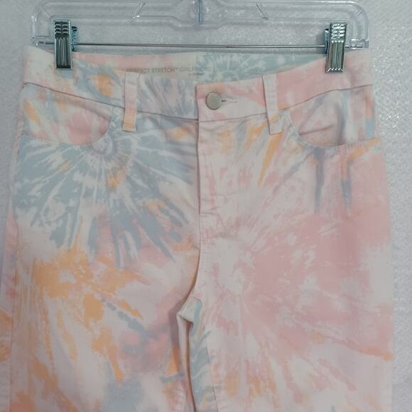 Chicos Girlfriend Slim Leg Capri Pants Size 00/XS Pastel Tie Dye Perfect Stretch - Picture 3 of 10